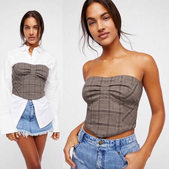 Free People Tops - Free People Out West Plaid Corset